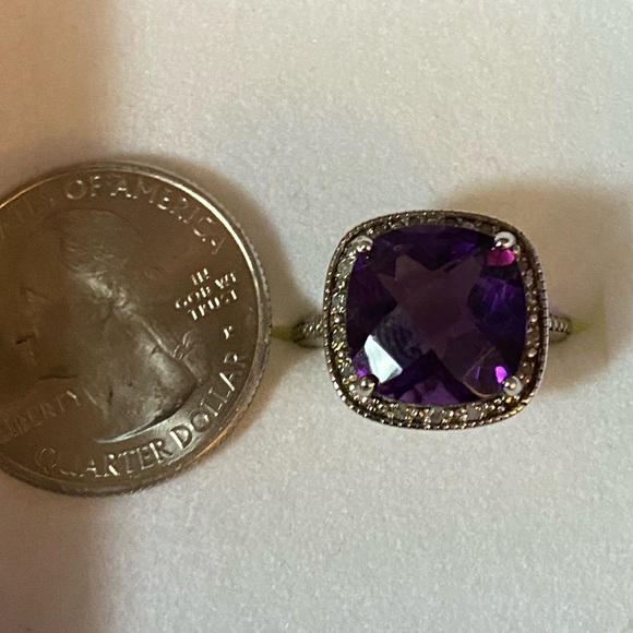 NWOT AFRICAN AMETHYST W ZIRCON STERLING RING - Picture 4 of 10